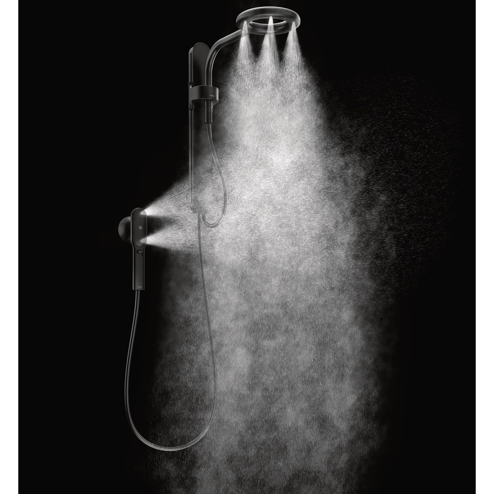 Moen Spa Shower Matte Black Two-Function 7.9" Diameter Spray Head Standard With Handshower - Image 3