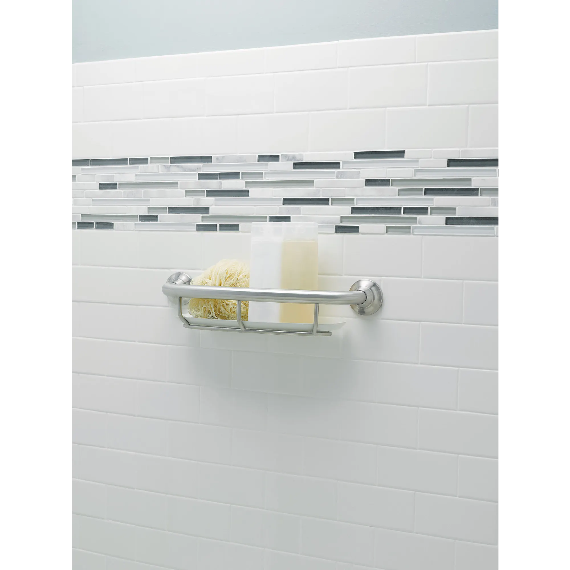 Brushed nickel 16" Grab Bar with Shelf - Image 2