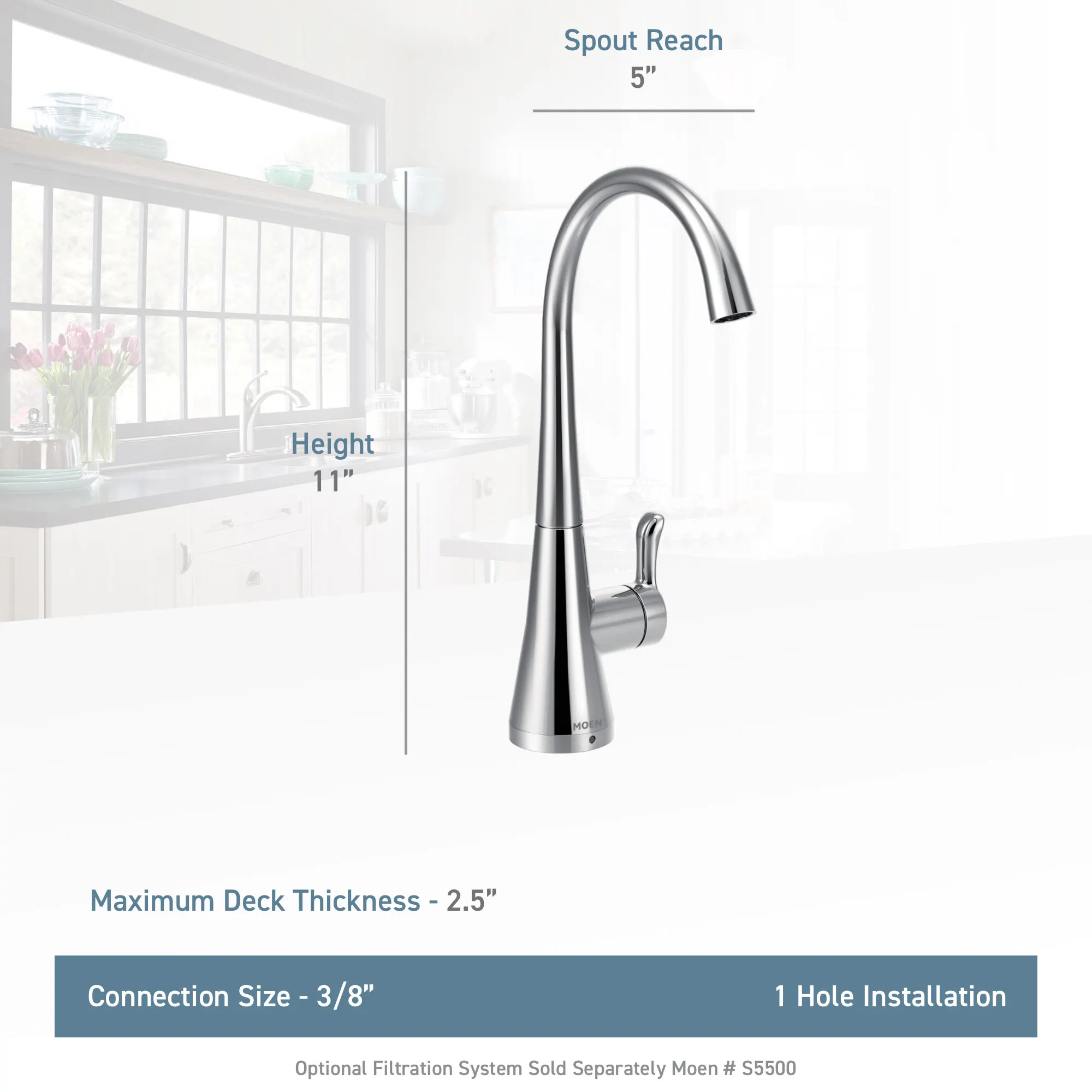 Sip Transitional Chrome One-Handle High Arc Beverage Faucet - Image 26