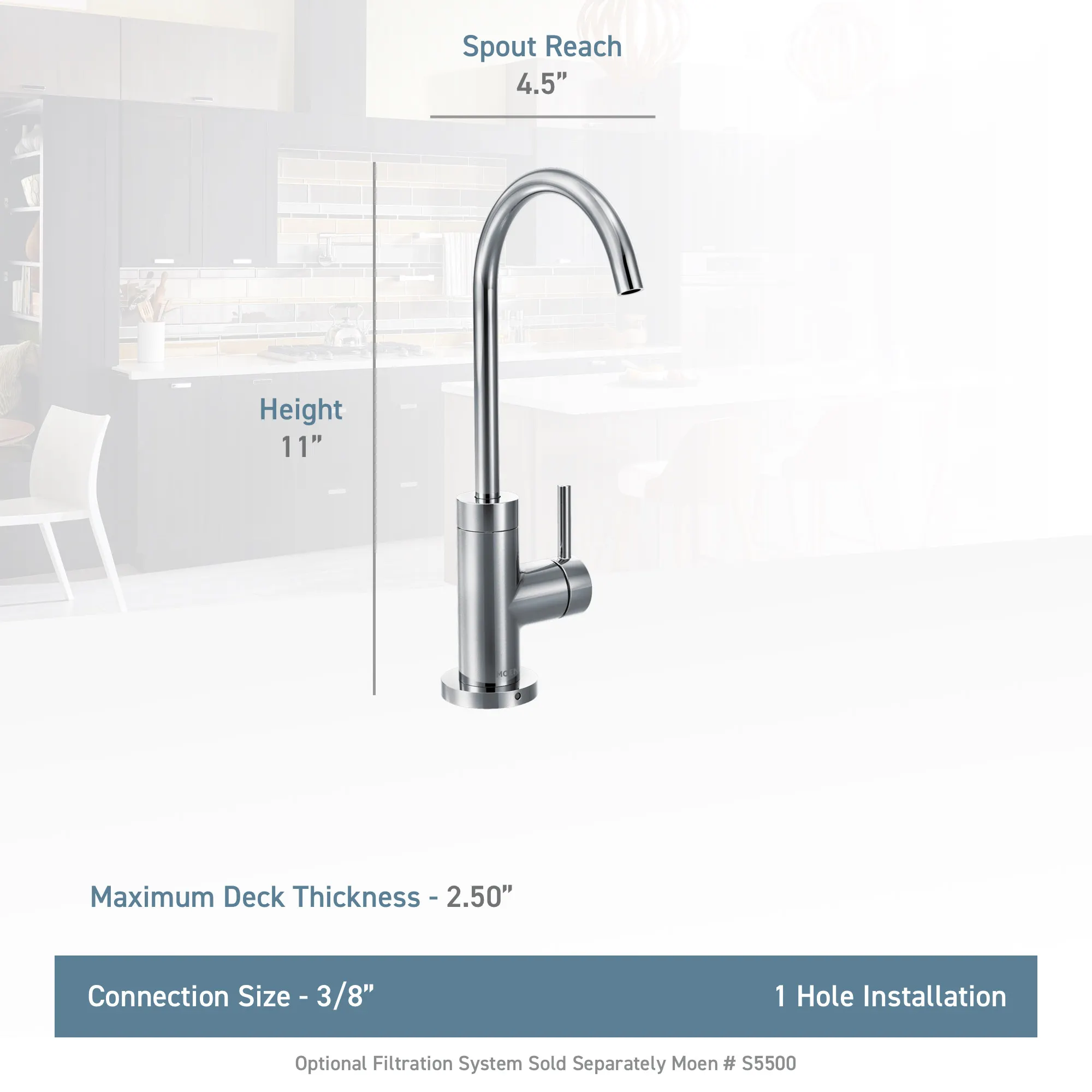 Sip Modern Chrome One-Handle High Arc Beverage Faucet - Image 9