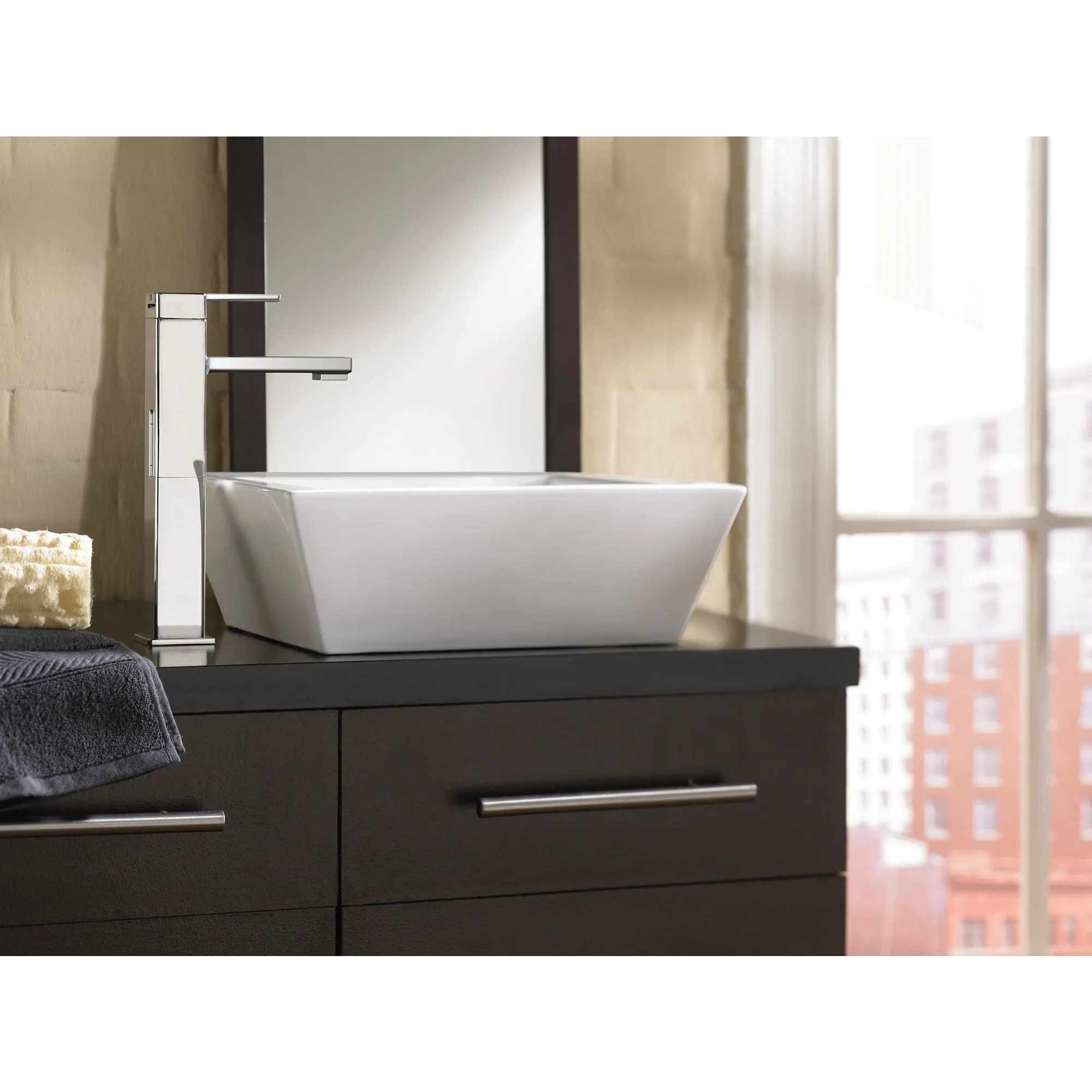 90 Degree One-Handle High Arc Vessel Bathroom Faucet - Image 3