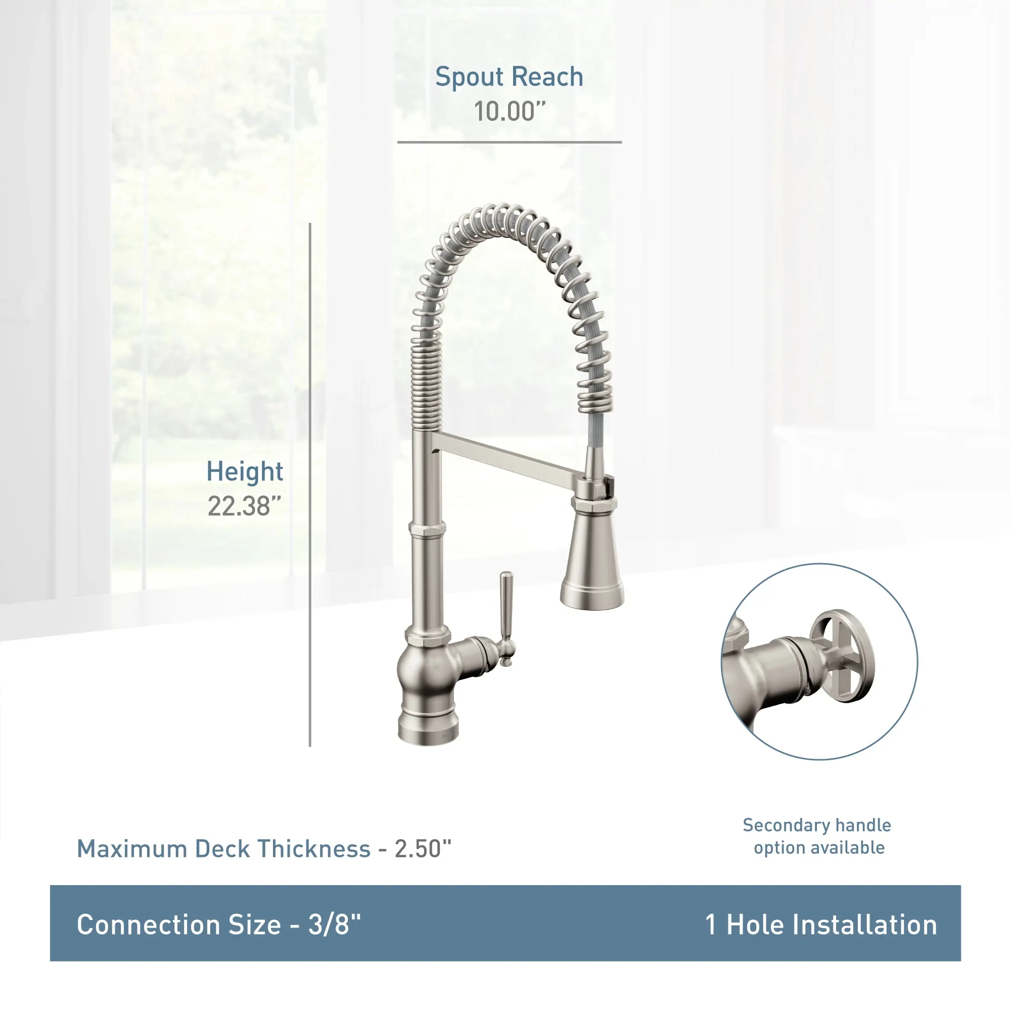 Paterson One-Handle Pre-Rinse Spring Pulldown Kitchen Faucet - Image 10