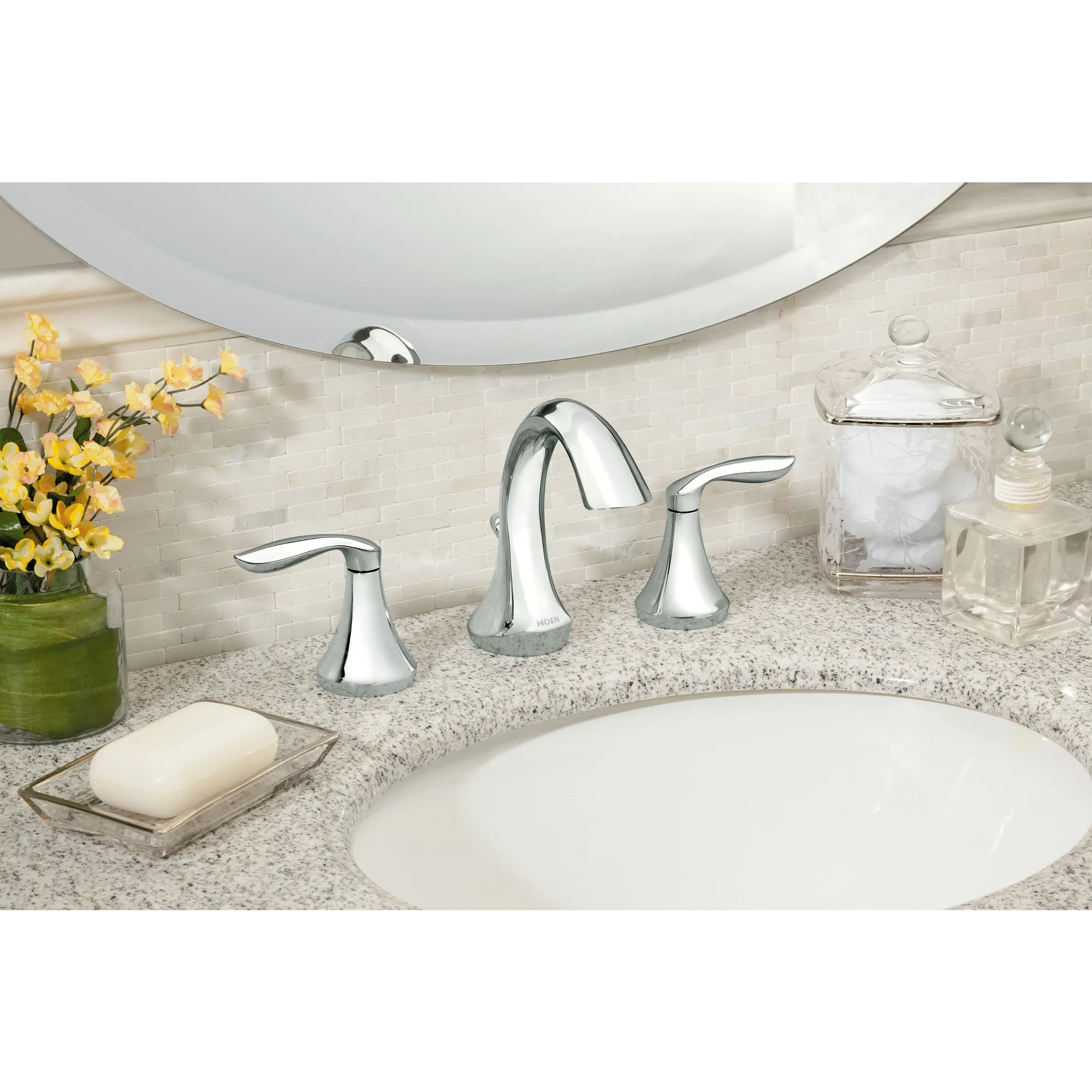 Eva Chrome Two-Handle High Arc Bathroom Faucet - Image 6