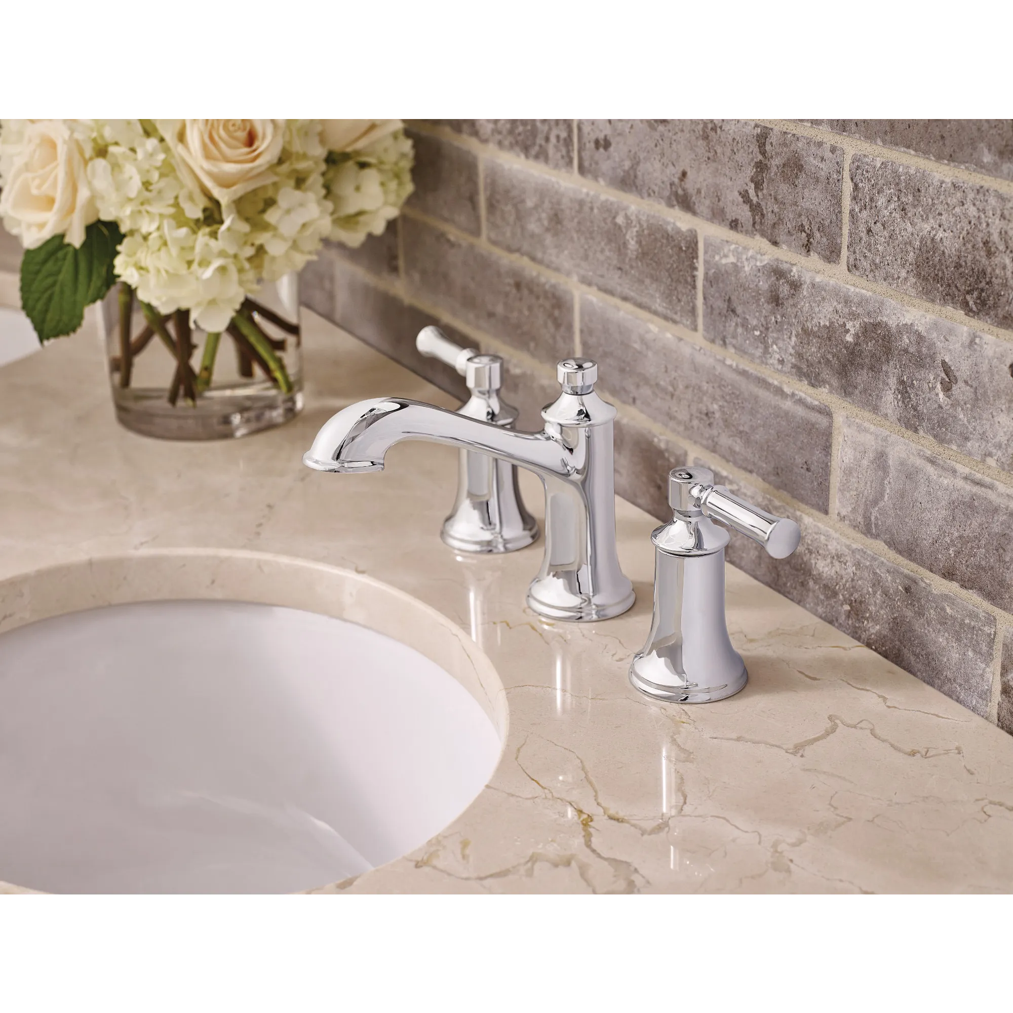 Dartmoor Chrome Two-Handle High Arc Bathroom Faucet - Image 4