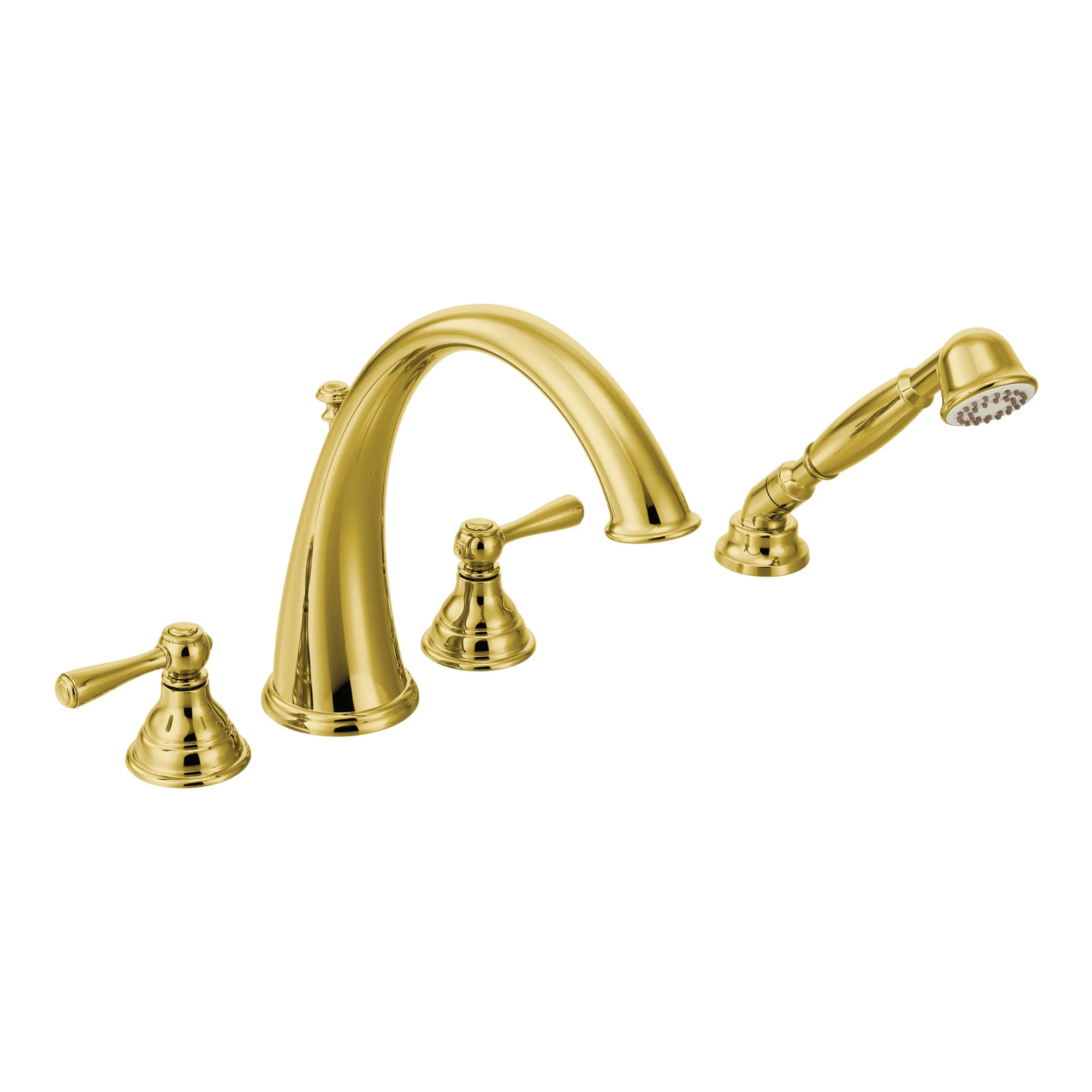 Kingsley Chrome Two-Handle High Arc Roman Tub Faucet including Handheld Shower - Image 2