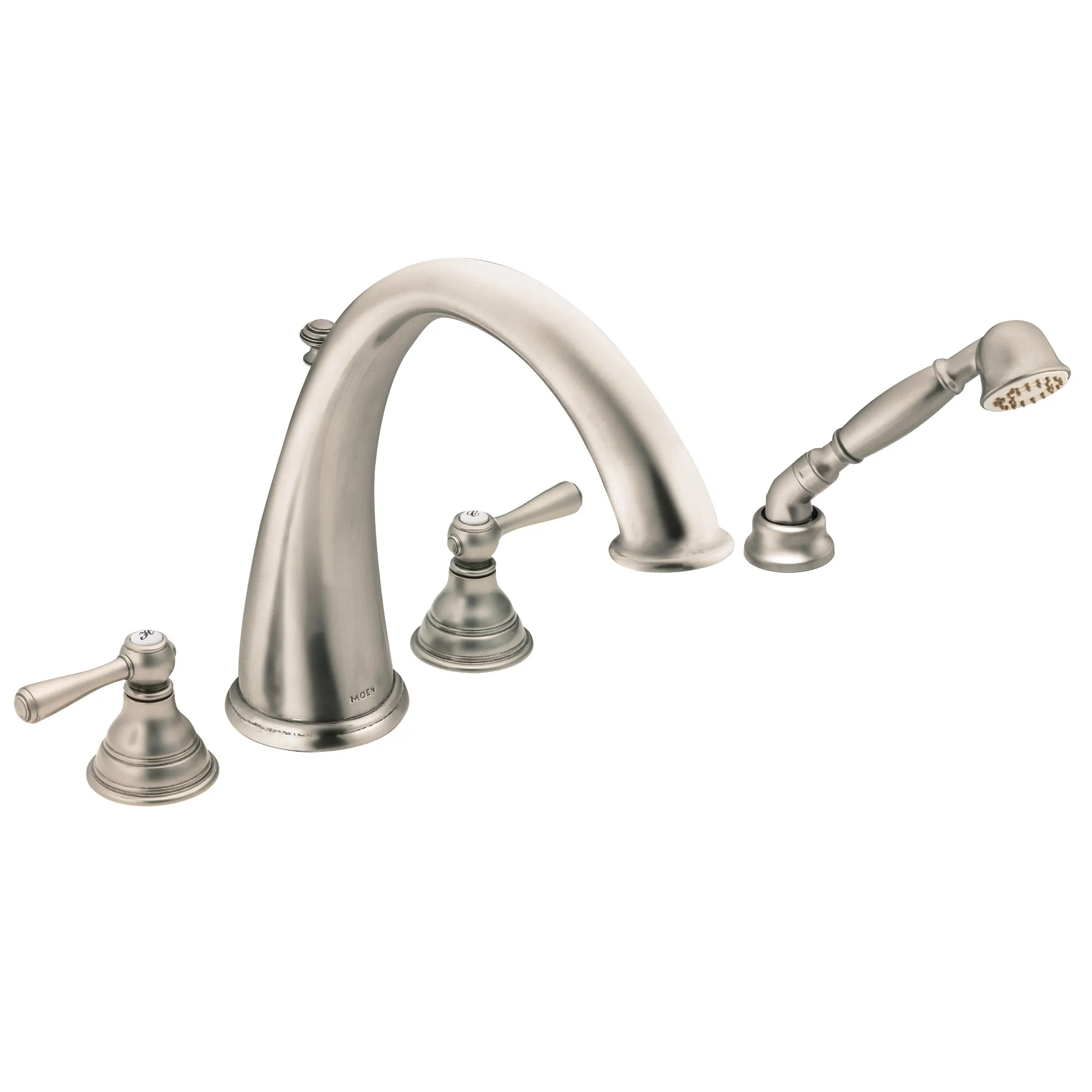 Kingsley Chrome Two-Handle High Arc Roman Tub Faucet including Handheld Shower - Image 4