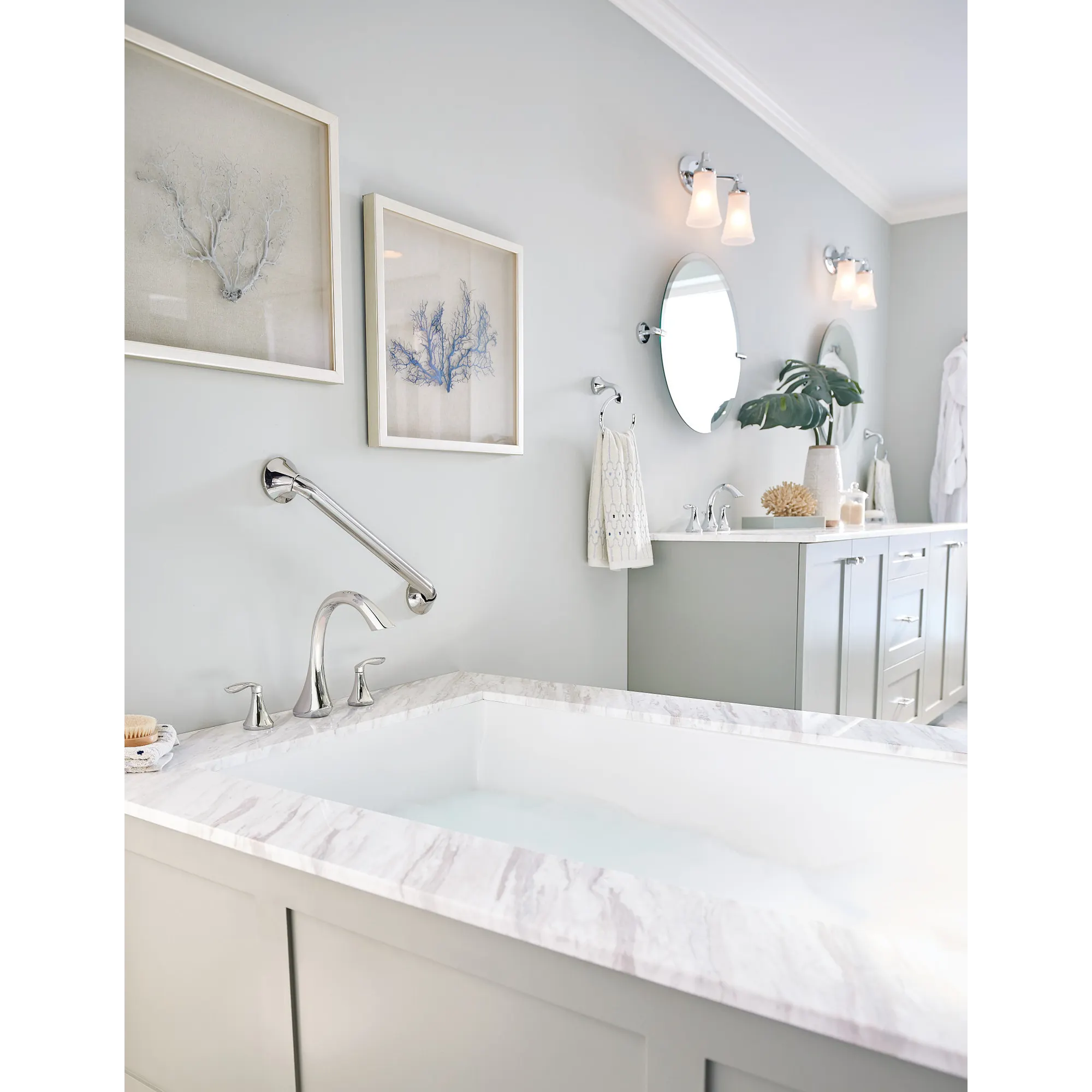 Eva Chrome Two-Handle High Arc Roman Tub Faucet - Image 4