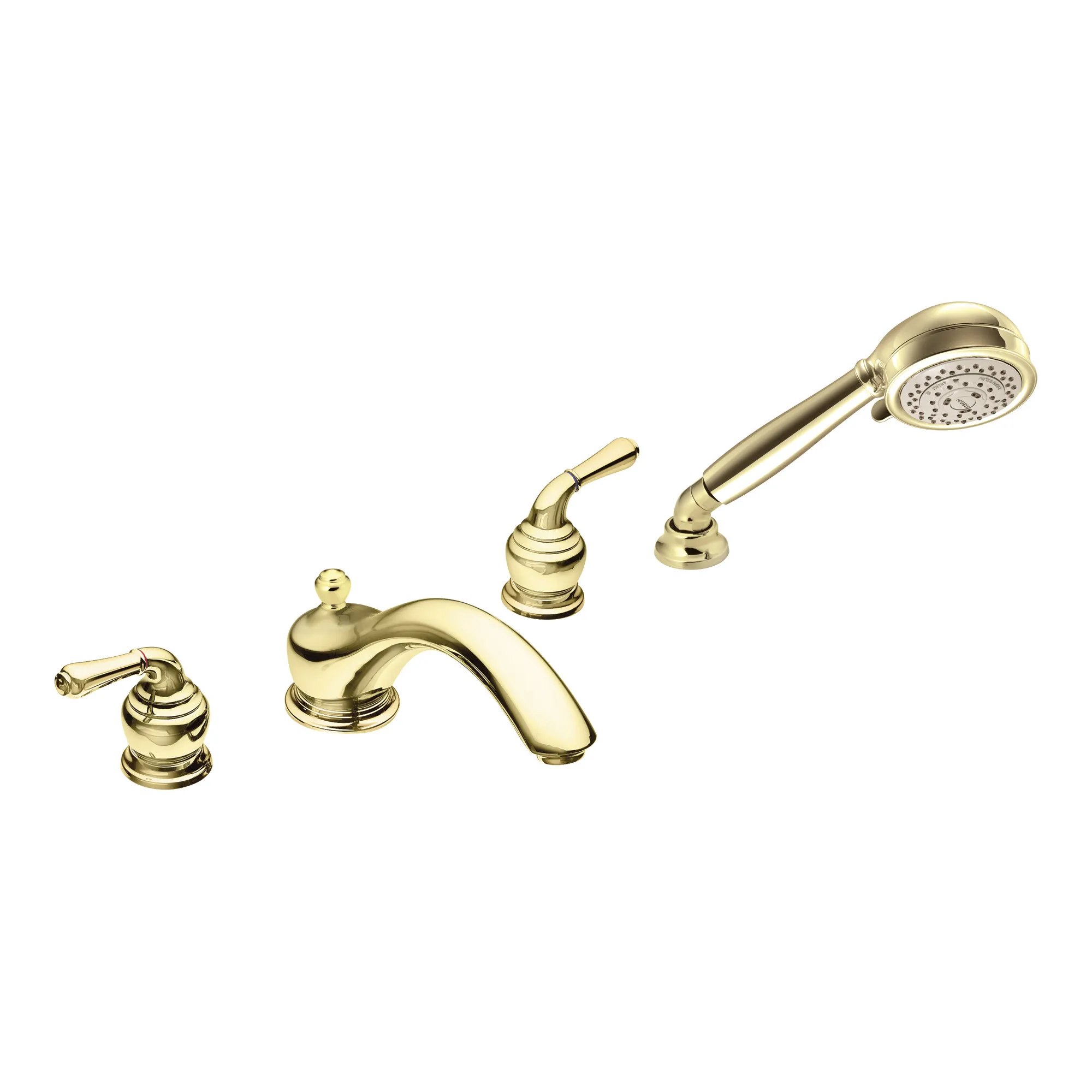 Monticello Chrome two-handle low arc roman tub faucet includes hand shower - Image 2