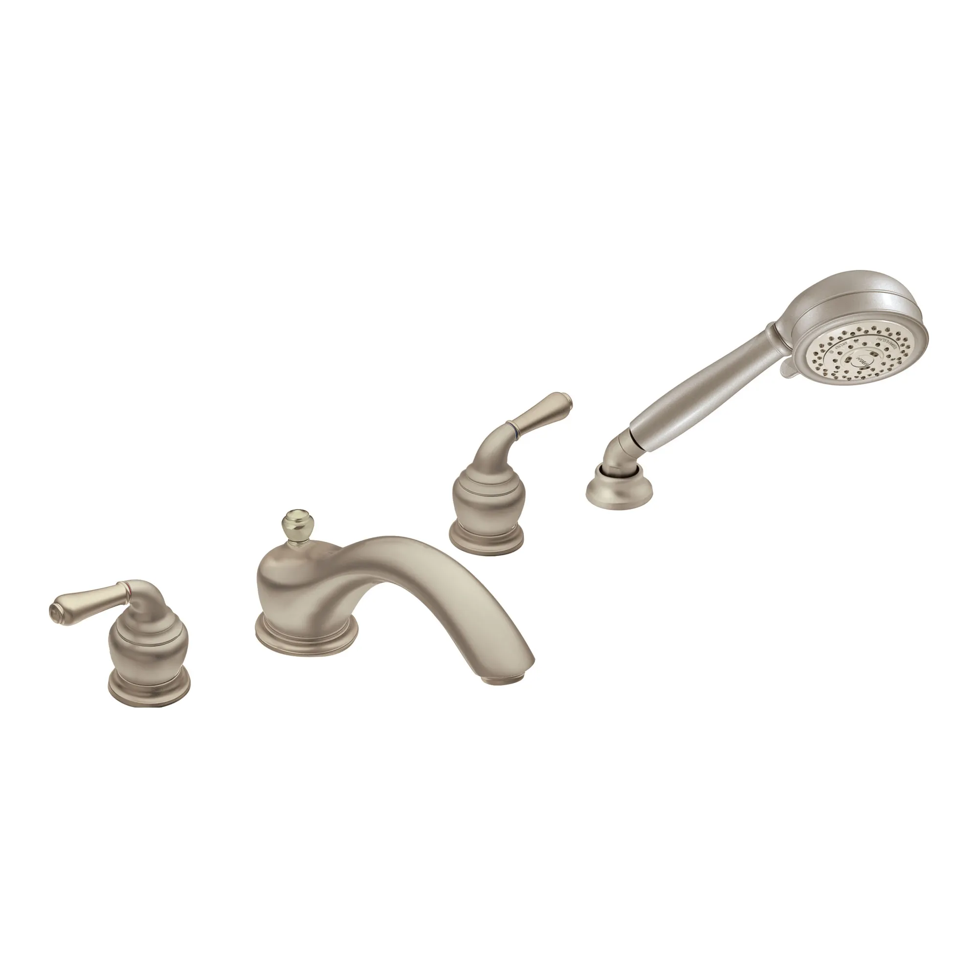 Monticello Chrome two-handle low arc roman tub faucet includes hand shower - Image 4