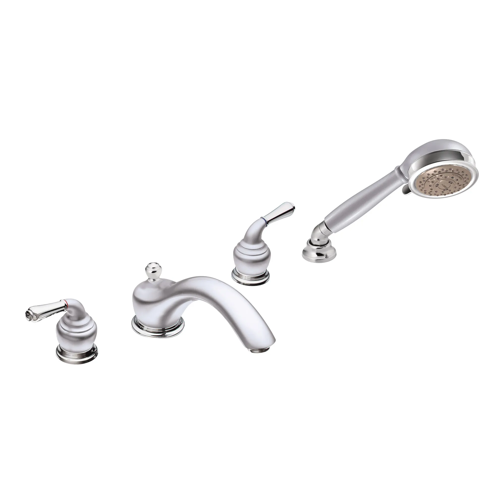 Monticello Chrome two-handle low arc roman tub faucet includes hand shower - Image 6