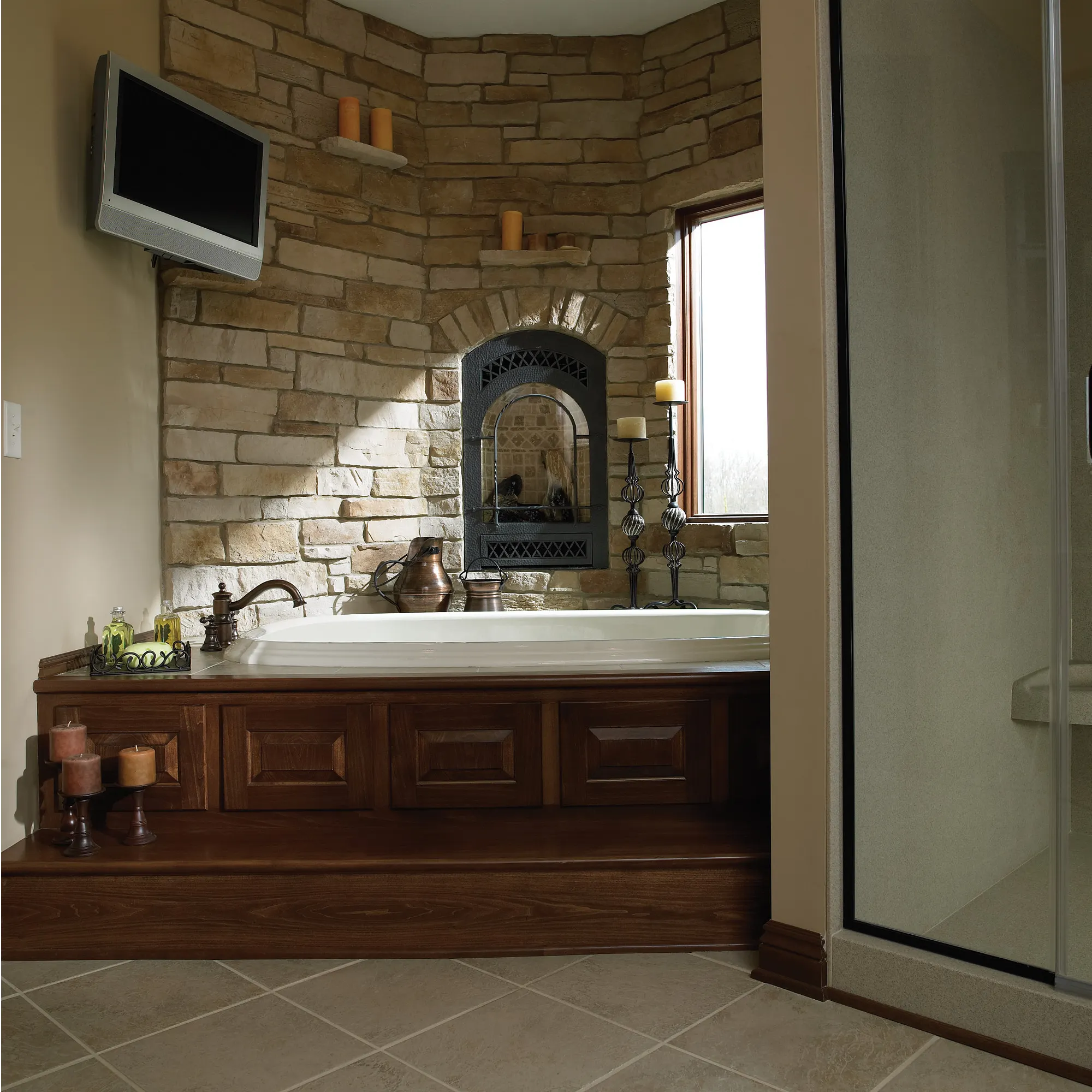 Waterhill Chrome two-handle high arc roman tub faucet includes hand shower - Image 8