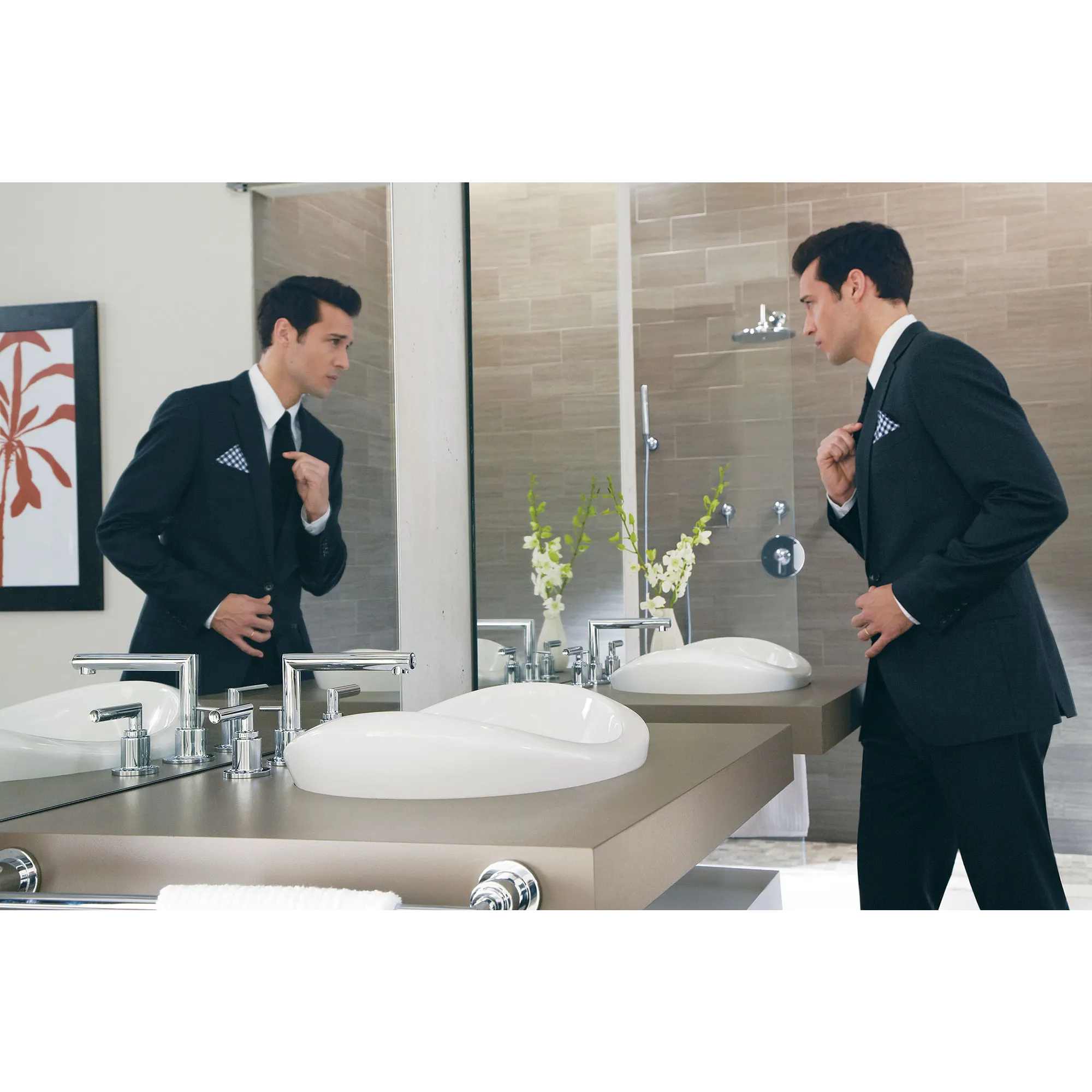 Arris Chrome Two-Handle Low Arc Bathroom Faucet - Image 24