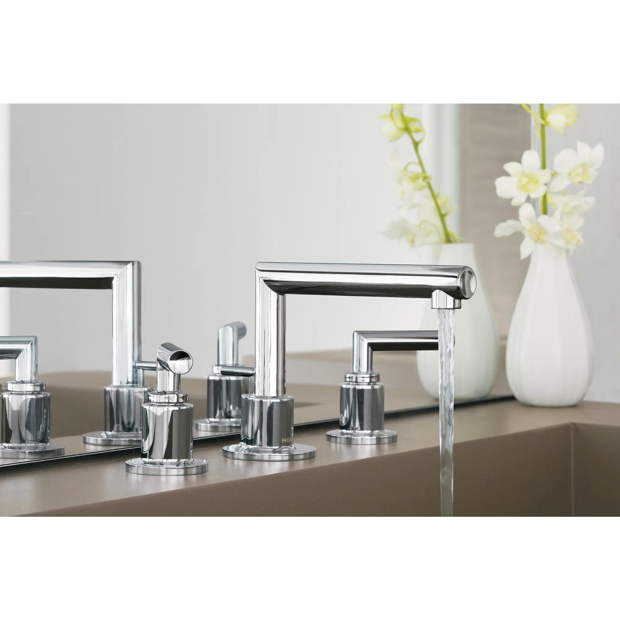 Arris Chrome Two-Handle Low Arc Bathroom Faucet - Image 25