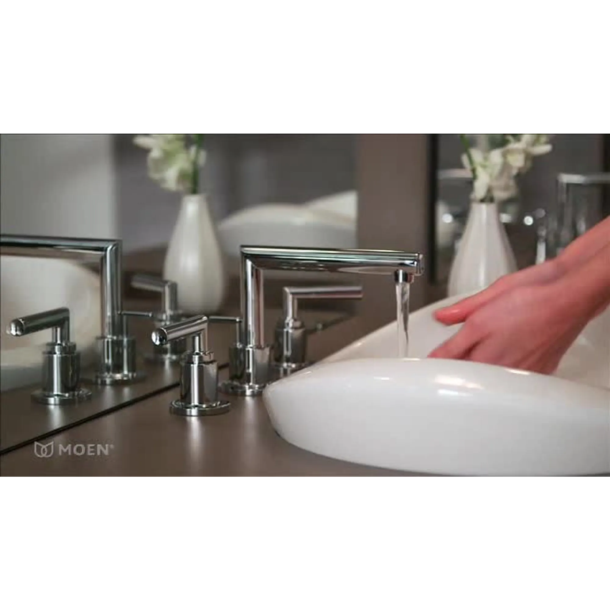Arris Chrome Two-Handle Low Arc Bathroom Faucet - Image 4