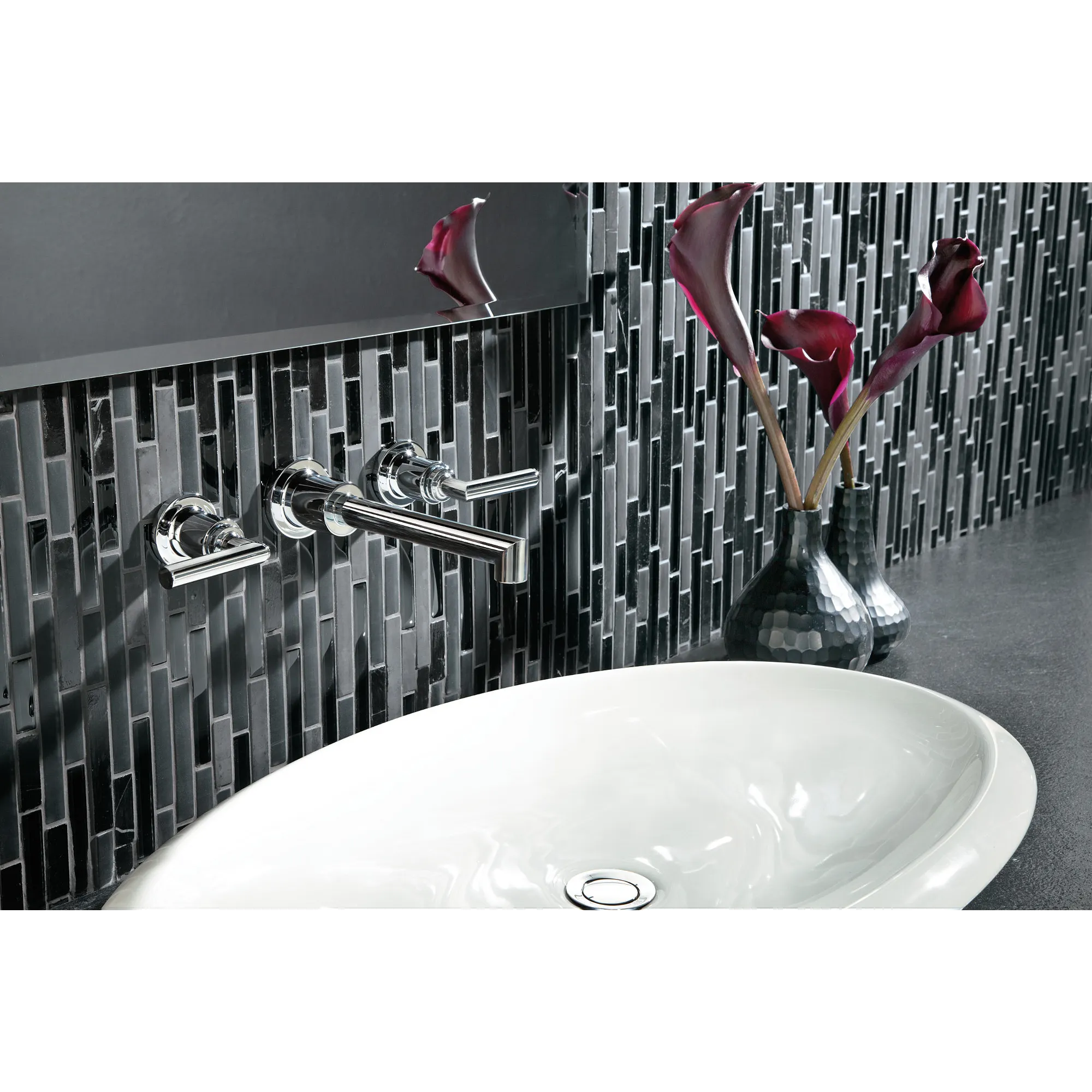Arris Chrome Two-Handle Wall Mount Bathroom Faucet - Image 9