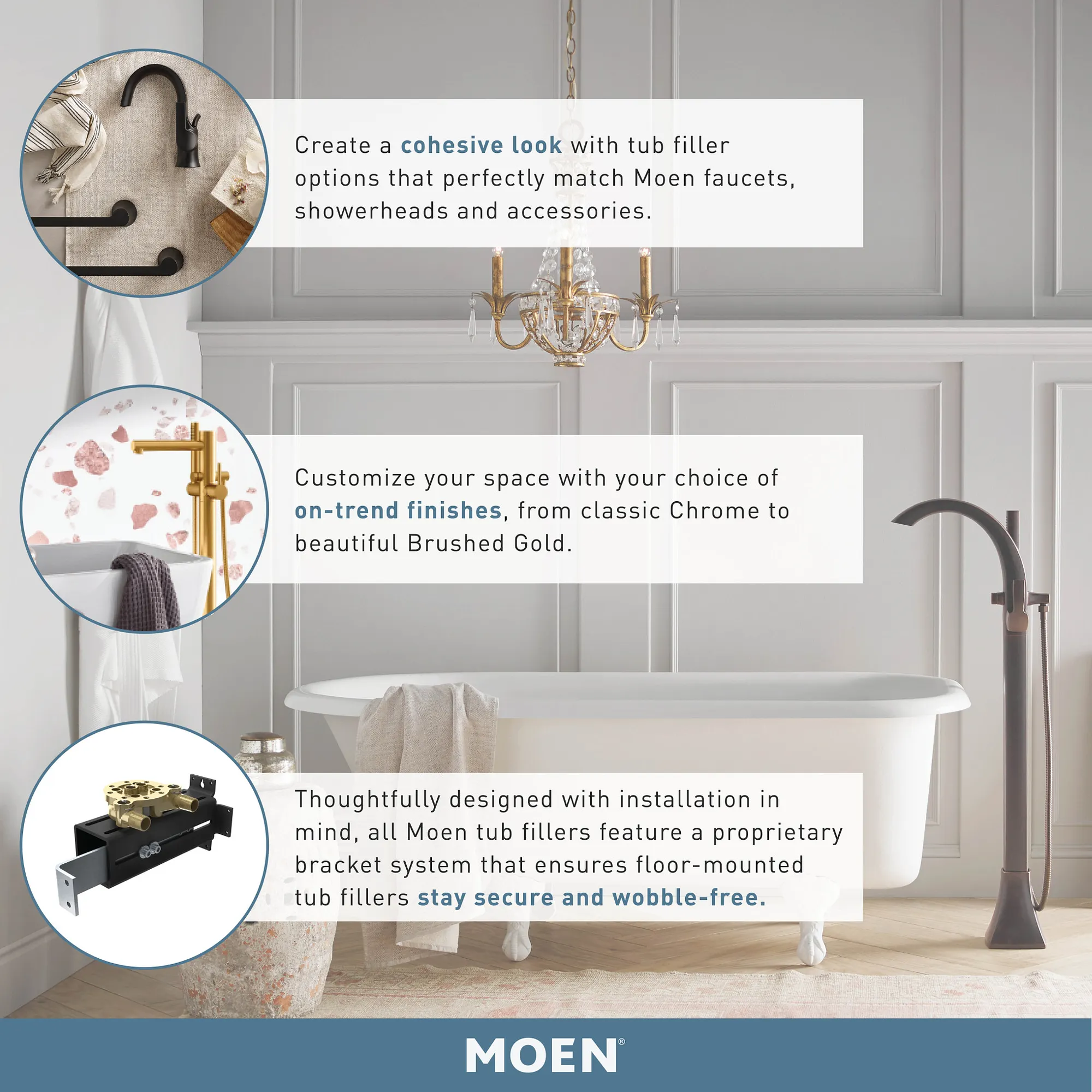 Moen Double Riser Floor Mount Tub Filler Mounting System - Image 2