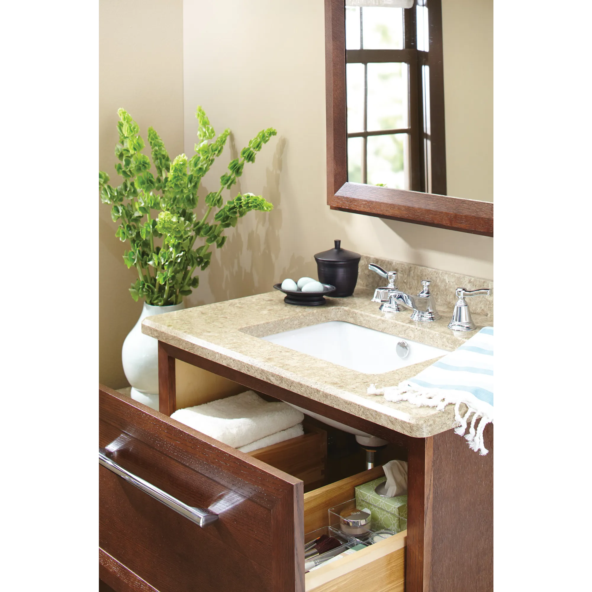 Rothbury Chrome Two-Handle Low Arc Bathroom Faucet - Image 2