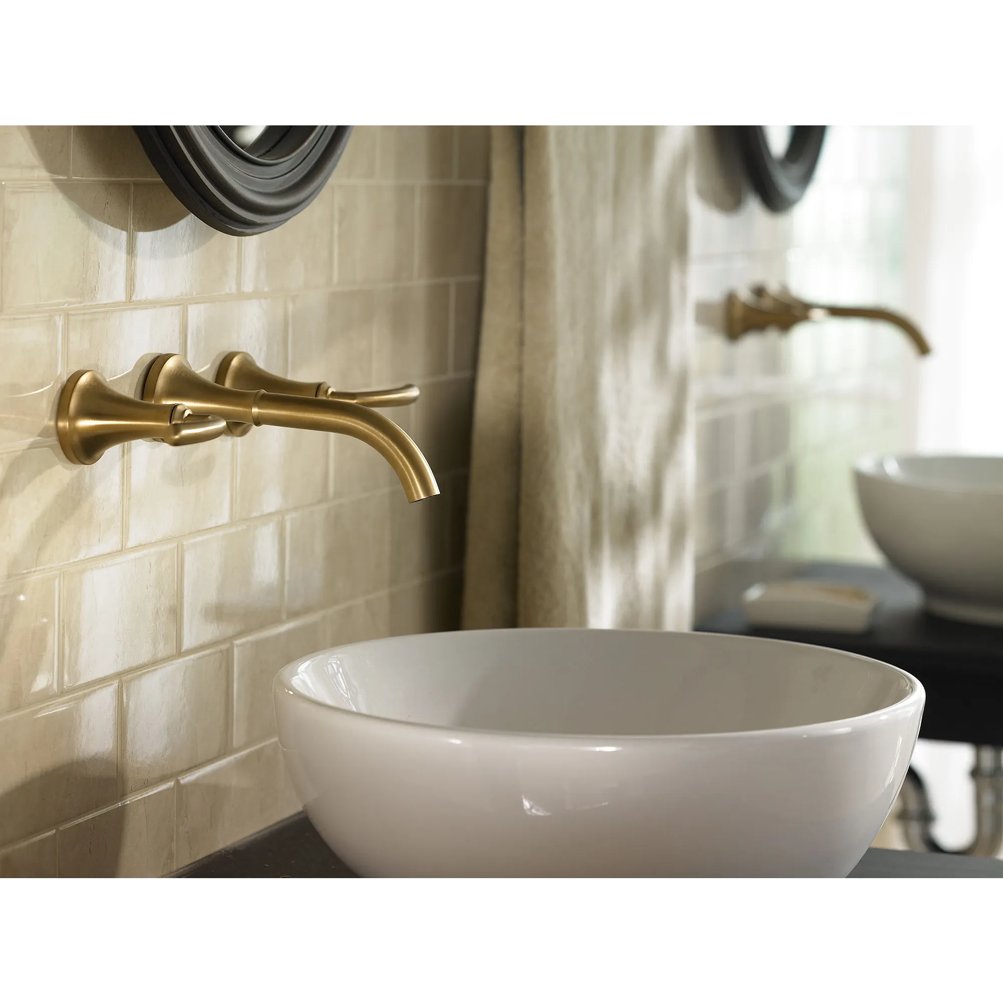 Icon Chrome two-handle low arc wall mount bathroom faucet - Image 9