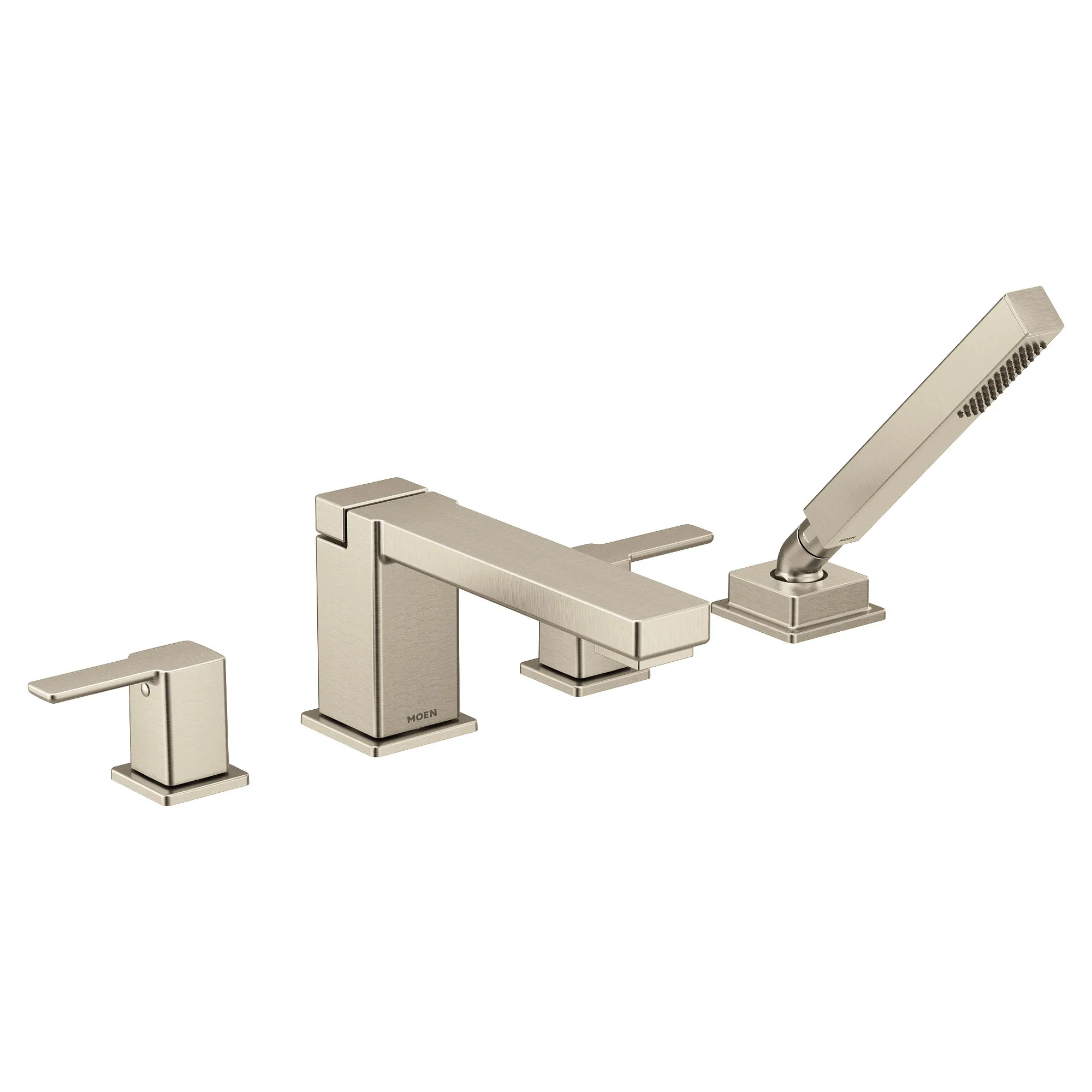90 Degree Chrome two-handle high arc roman tub faucet includes hand shower - Image 6