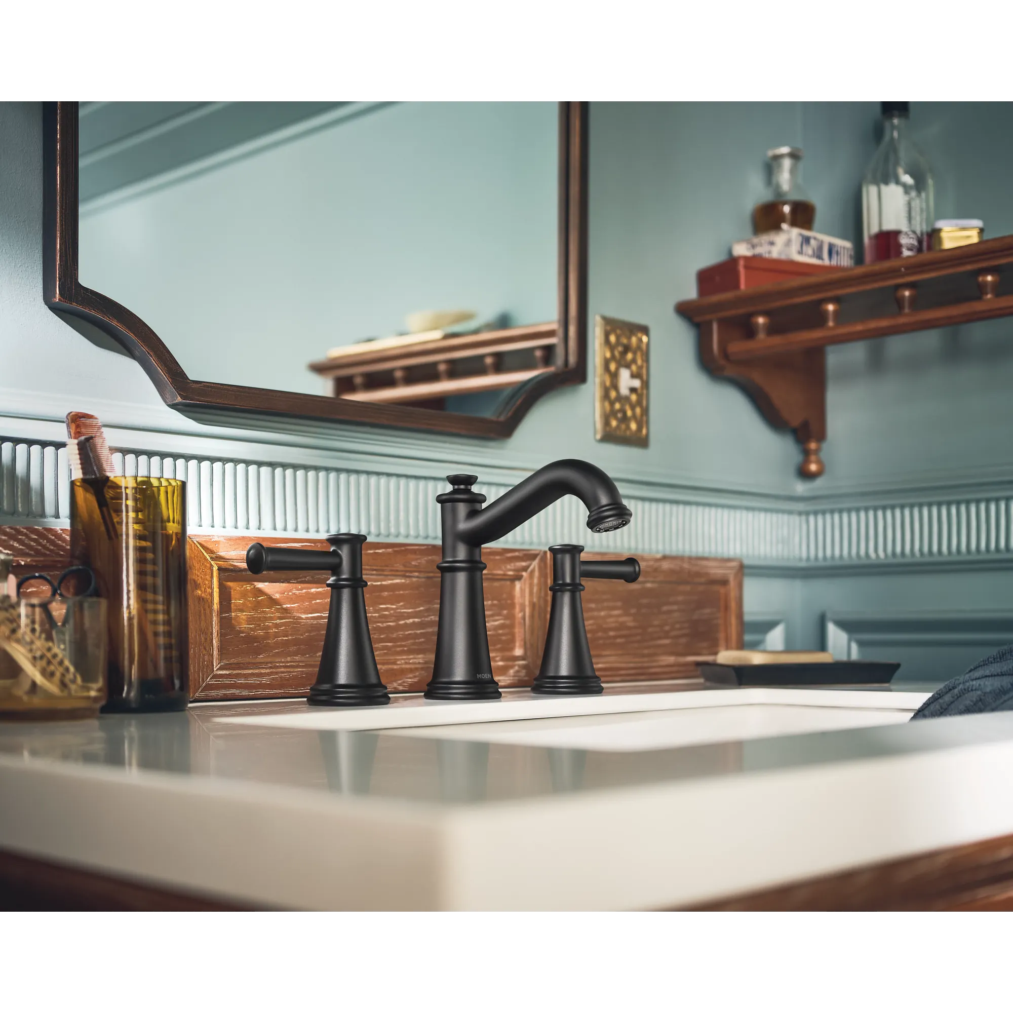Belfield Chrome two-handle high arc bathroom faucet - Image 6