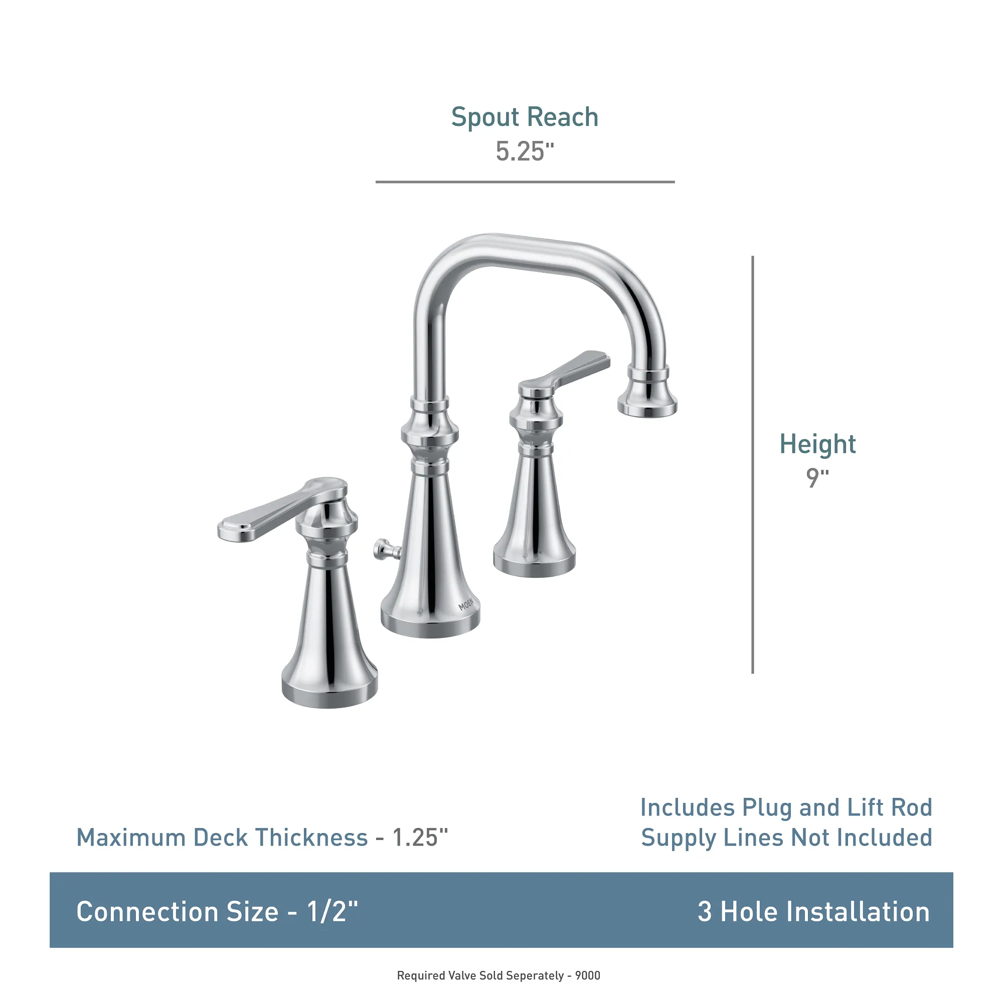 Colinet Chrome two-handle high arc bathroom faucet - Image 2