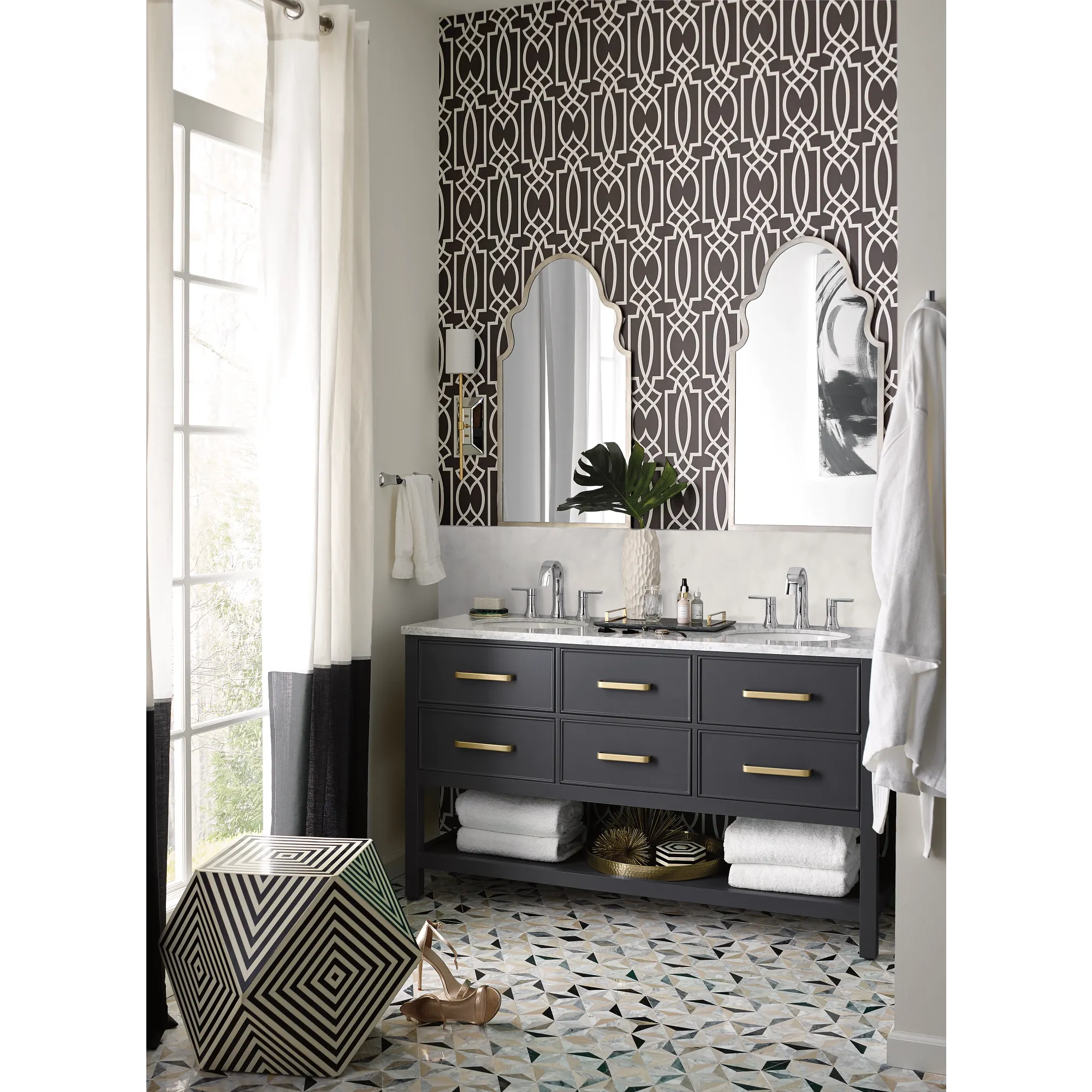 Doux Chrome two-handle high arc bathroom faucet - Image 2