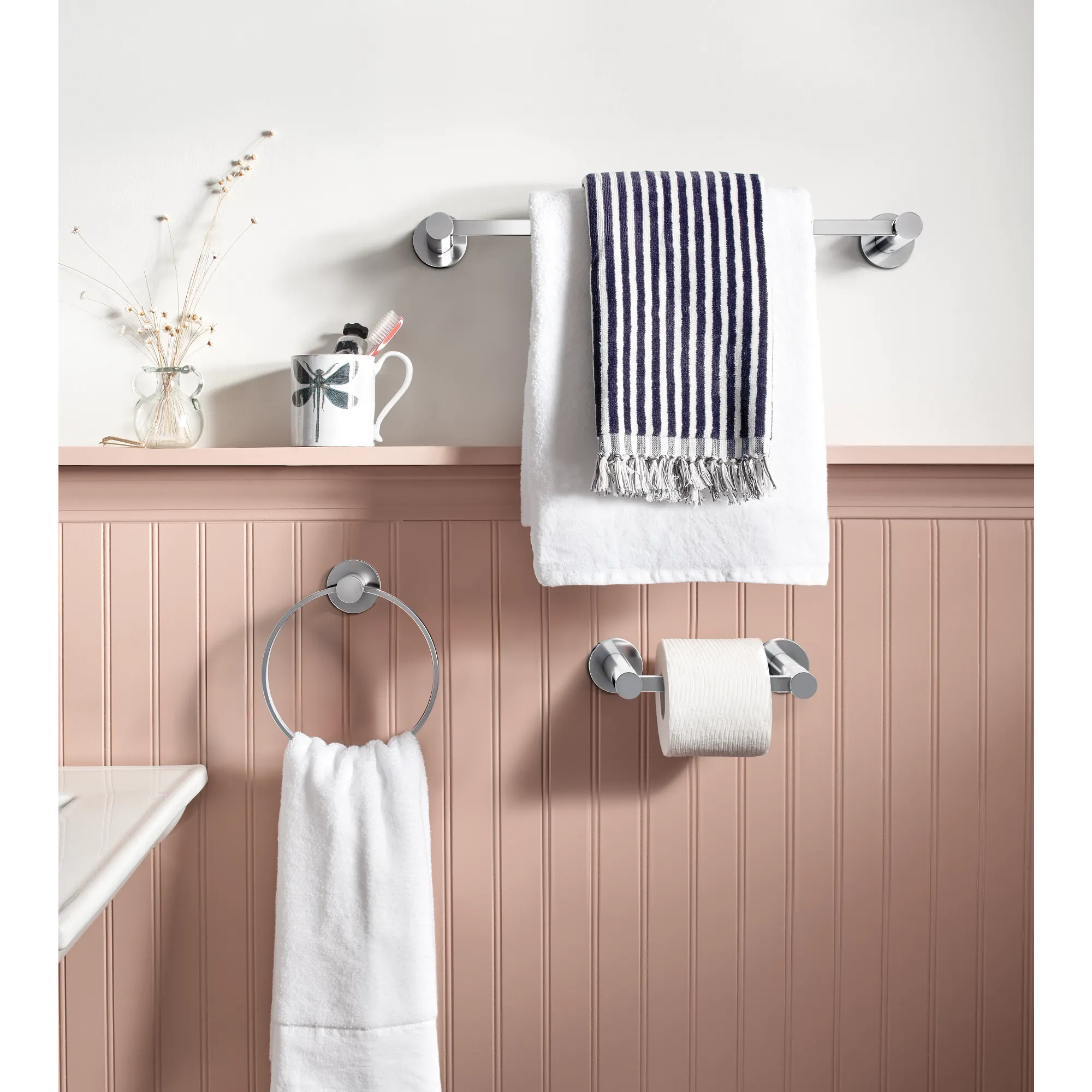 Avri Chrome pivoting paper holder towel bar towel ring - Image 4